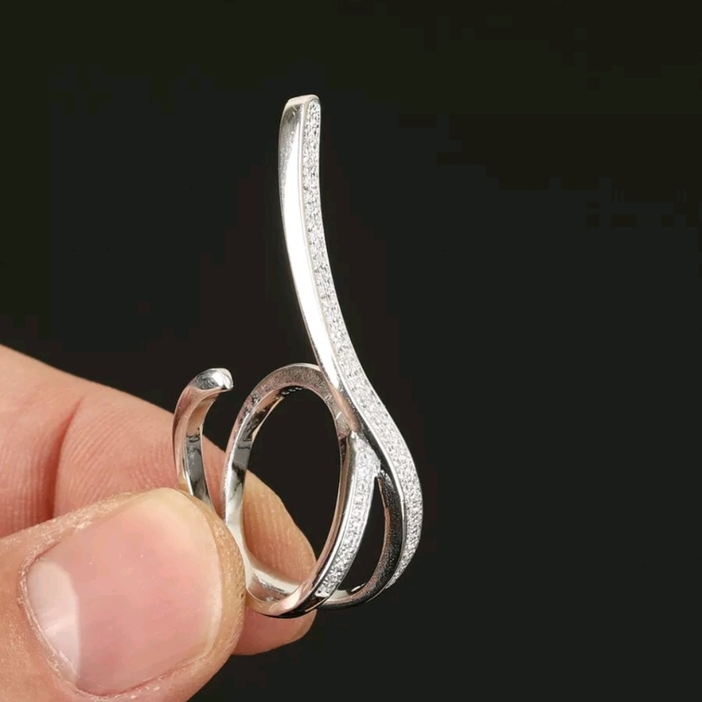 White sapphire and sterling silver ring